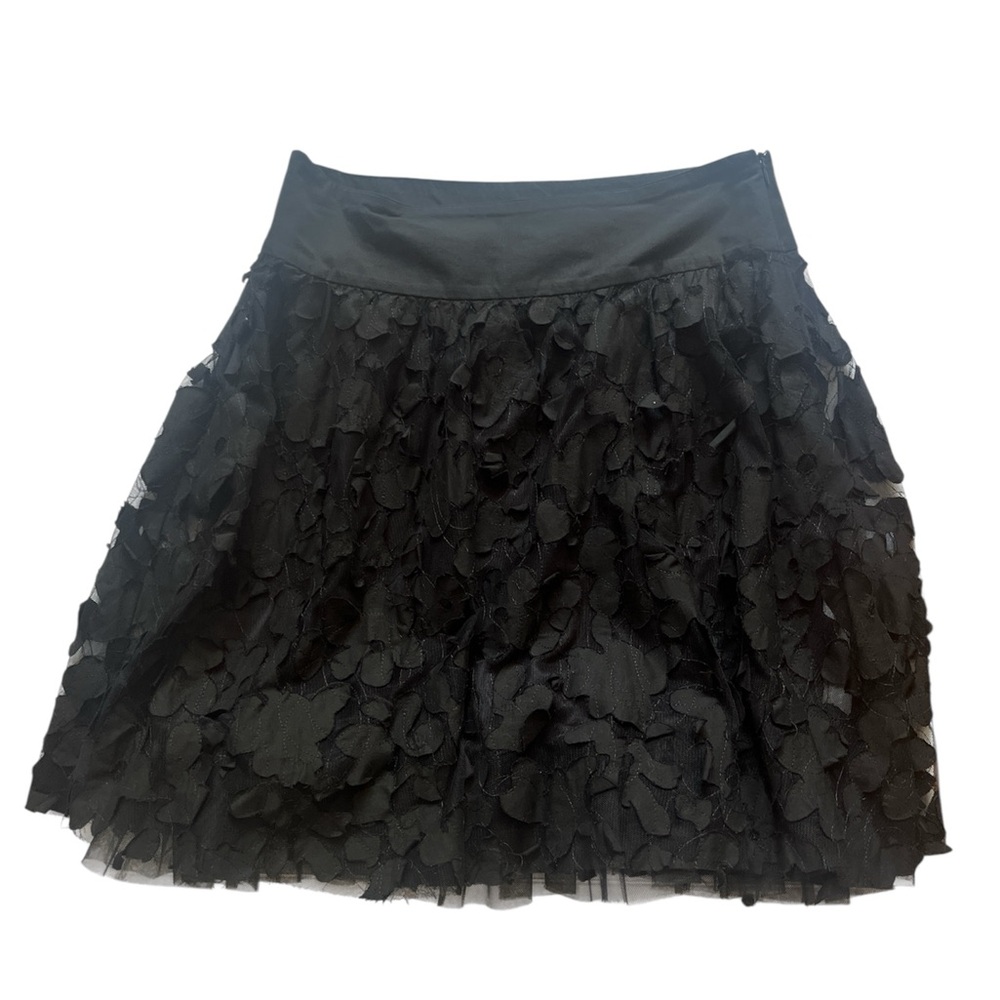 Forever 21 Black Flower Appliqué Skirt